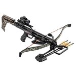 Arbalète EK Archery JAG II Pro à crosse et arc camo, viseur red dot et carquois garni de 3 traits