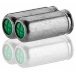 Deux cartouches à blanc 9 mm PAK en acier zingué, opercule vert marqué d’une croix
