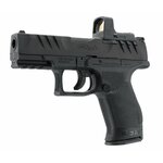 Pistolet Walther PDP Compact vu de trois quarts avant gauche avec son viseur point rouge