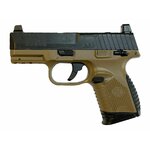 Pistolet à billes FN 509 Compact MRD Dual Tone vu du côté gauche, culasse noire et carcasse couleur terre