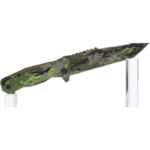 Couteau K25 Camo vu de profil, face portant l’inscription Designed in Spain