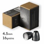 Étuis en carton ZAN Projectiles et deux slugs à tête creuse, avec l’indication 4,5 mm 16 grains