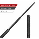 Matraque---Bâton-télescopique-Nickel-acier-renforcé-Noir-ESP-40,5-cm-et-étui-ceinture-PVC-1