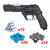 Kit CP300 : revolver noir calibre .50, dix capsules de CO2, cinquante billes bleues et cinquante billes grises