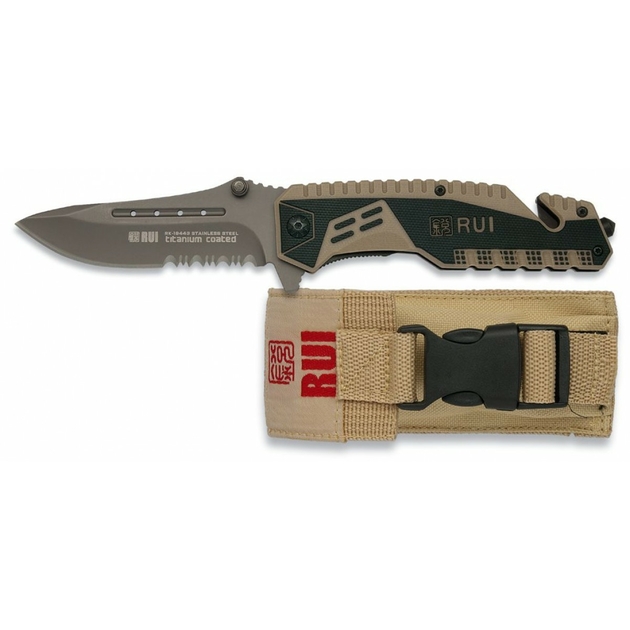 Couteau Militaire RUI avec coupe ceinture et brise vitre VERT en coffret -  Couteaux tactiques et de combats (2468929)