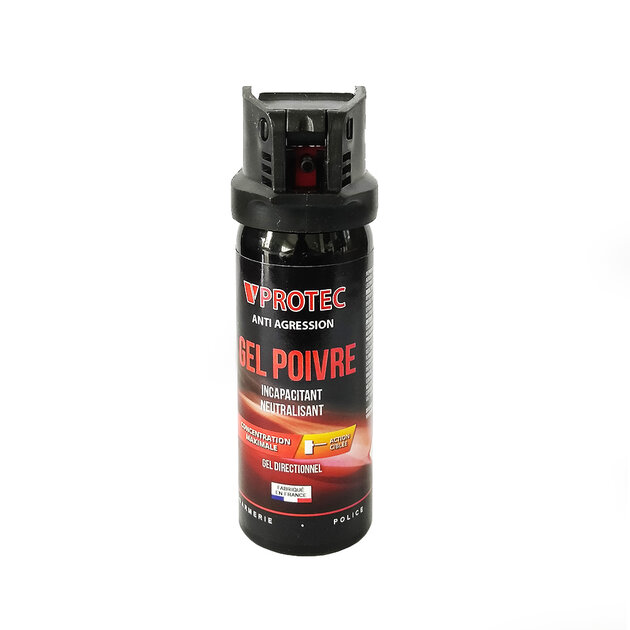 Bombe lacrymogène au gel poivre OC 50 ml VPROTEC