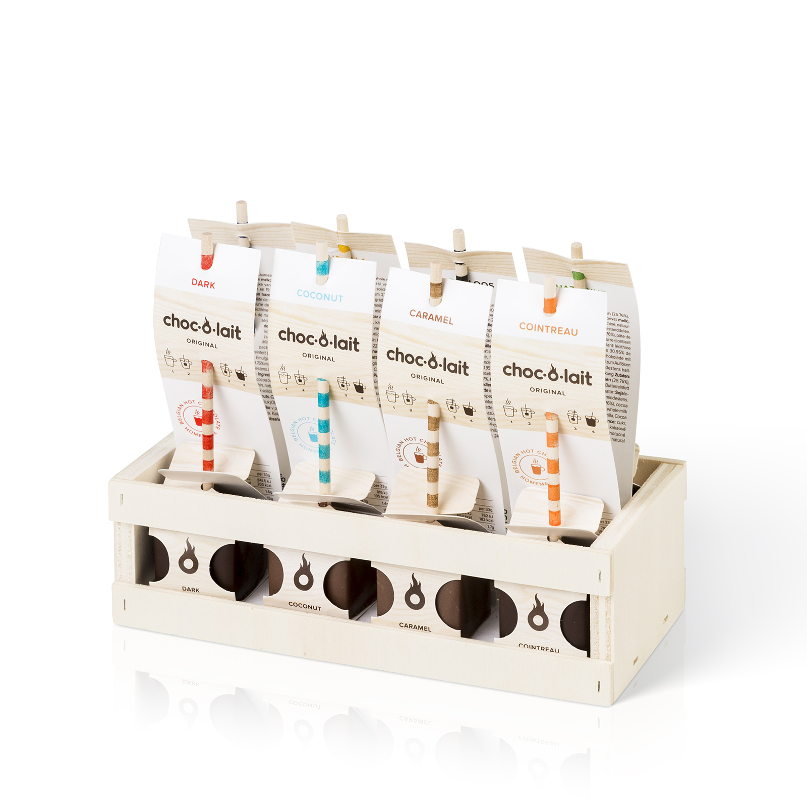 Choc-o-lait Coffret Bois assortiment de 8 Bâtonnets de 33g