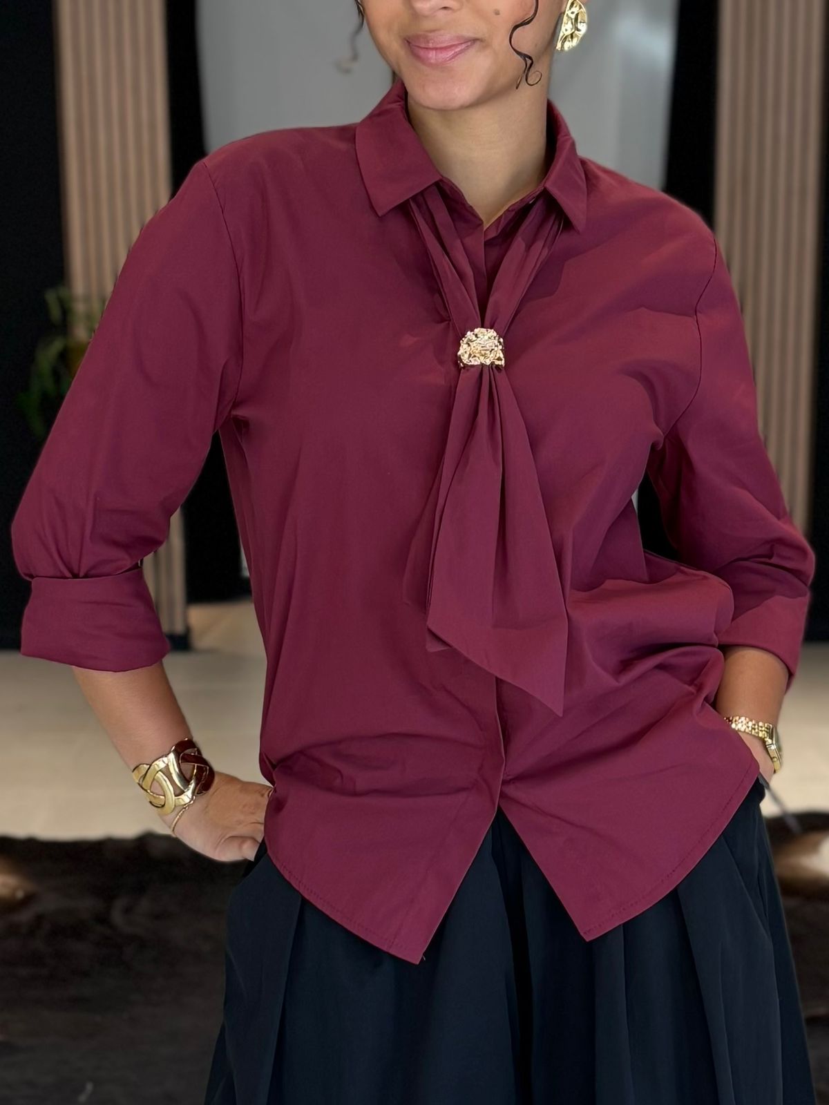 Chemise MAURINE bordeaux perle des iles 974 mode femme