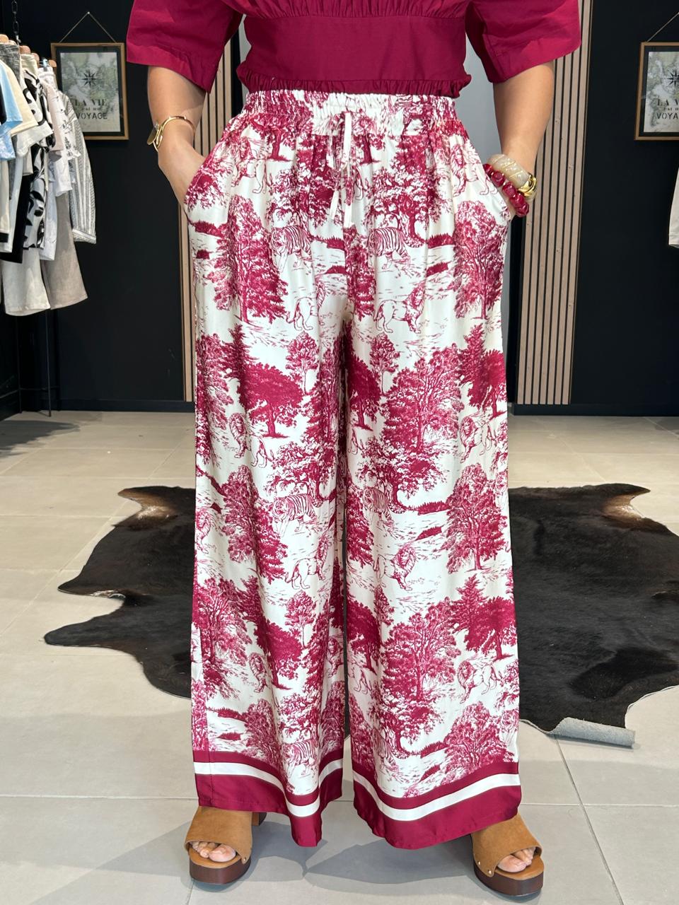 Pantalon jungle bordeaux PERLE DES ILES TAILLE UNIQUE MODE FEMME 974