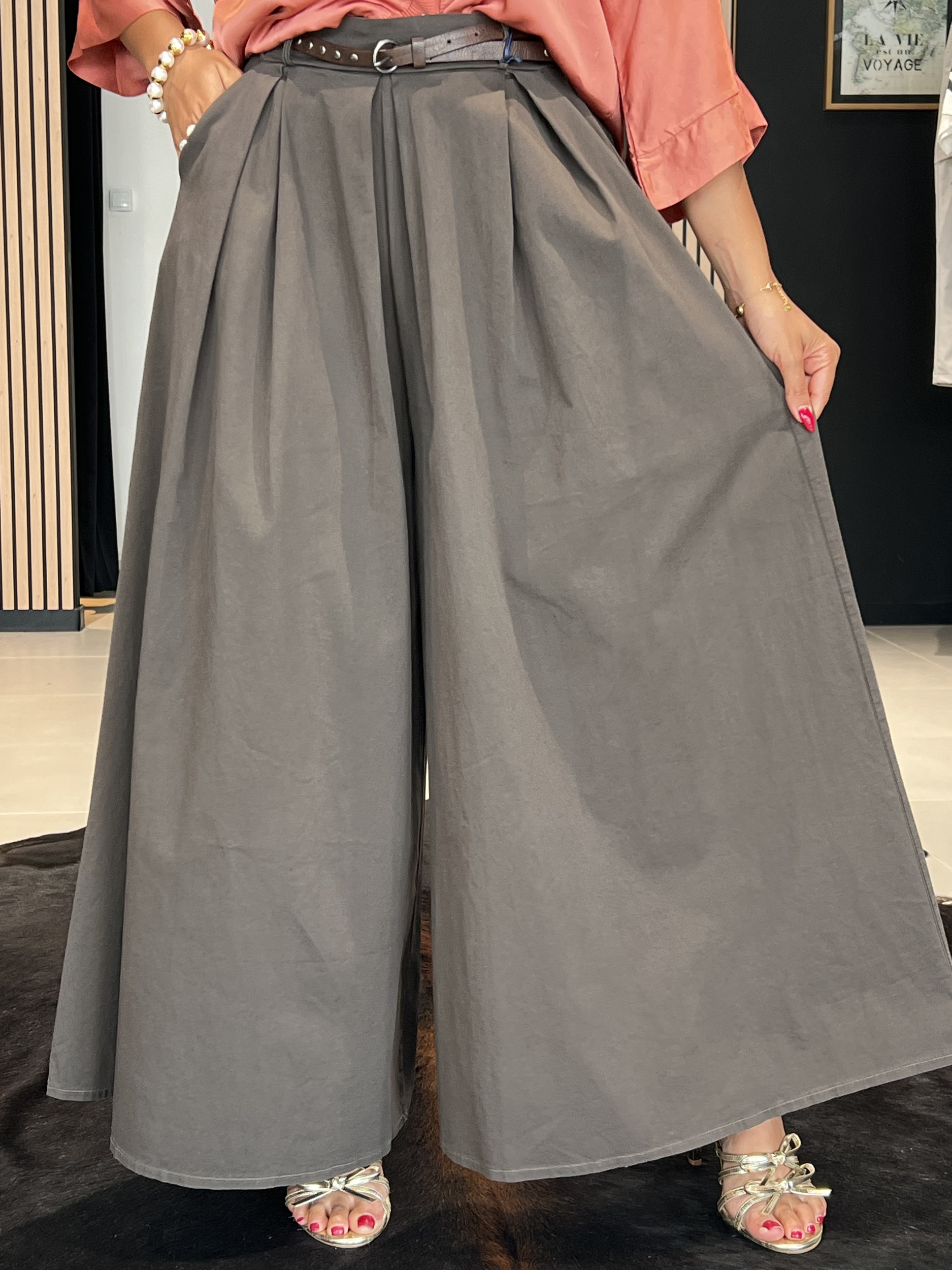 Jupe-culotte plissée CHLOE marron