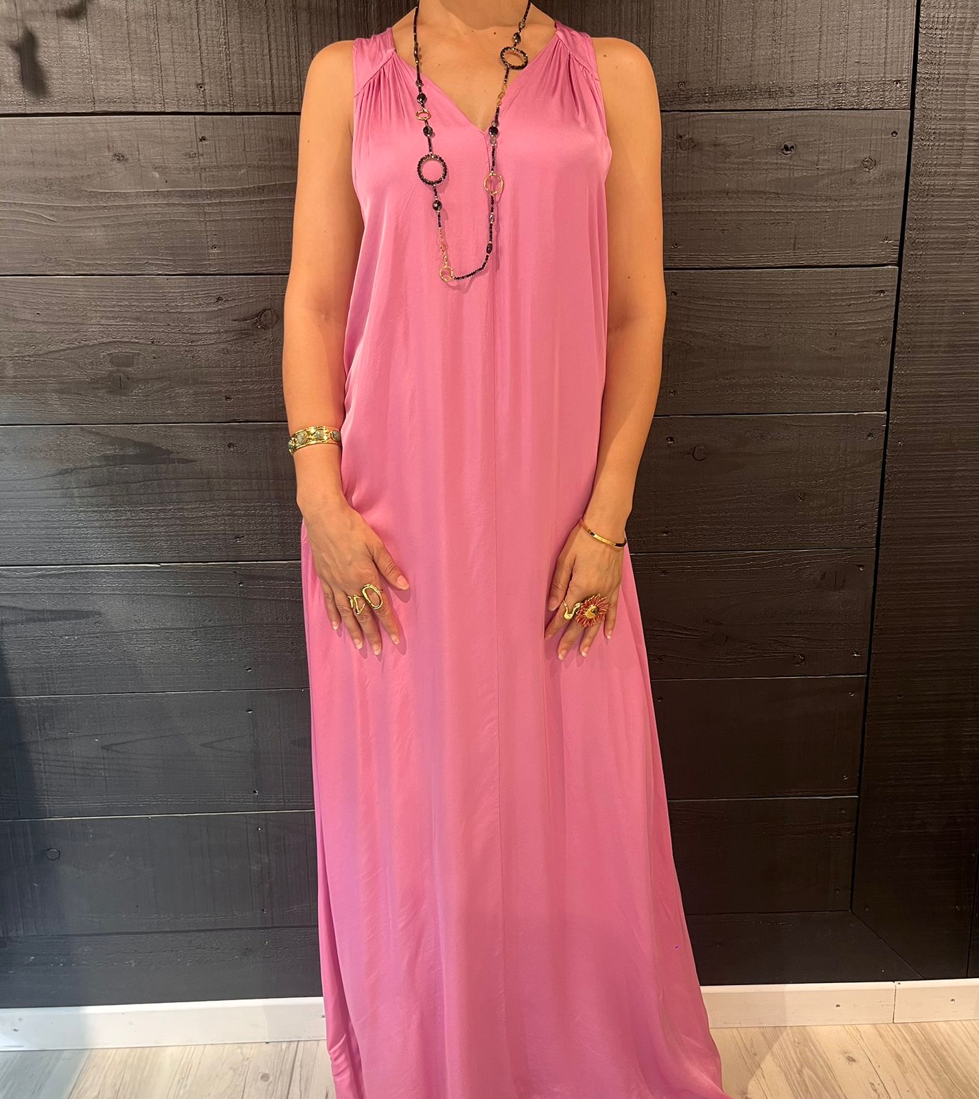 robe satinee rose dragée perle des iles 974 mode femme