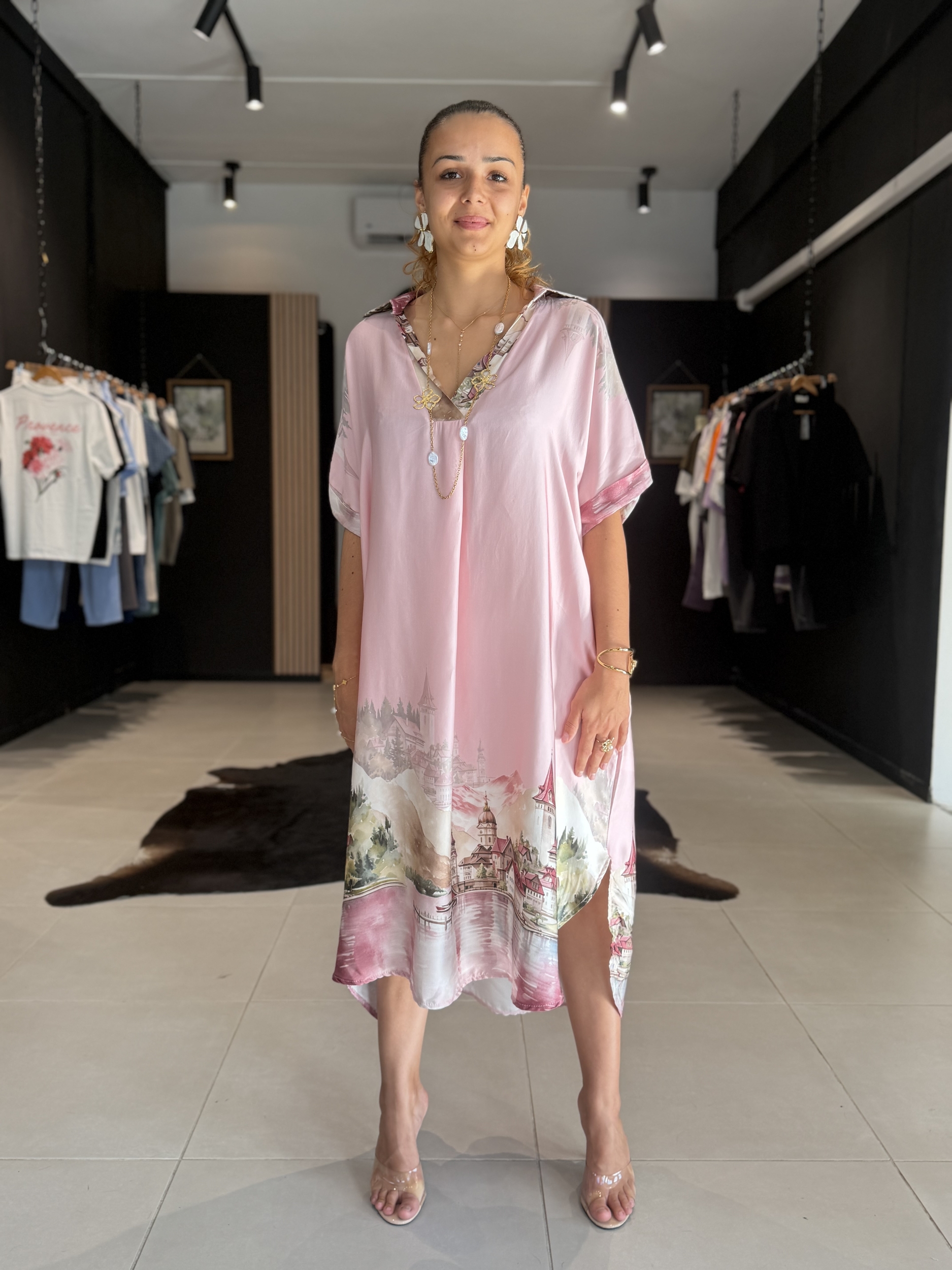 robe paysage rose perle des iles 974 mode femme la reunion grande taille