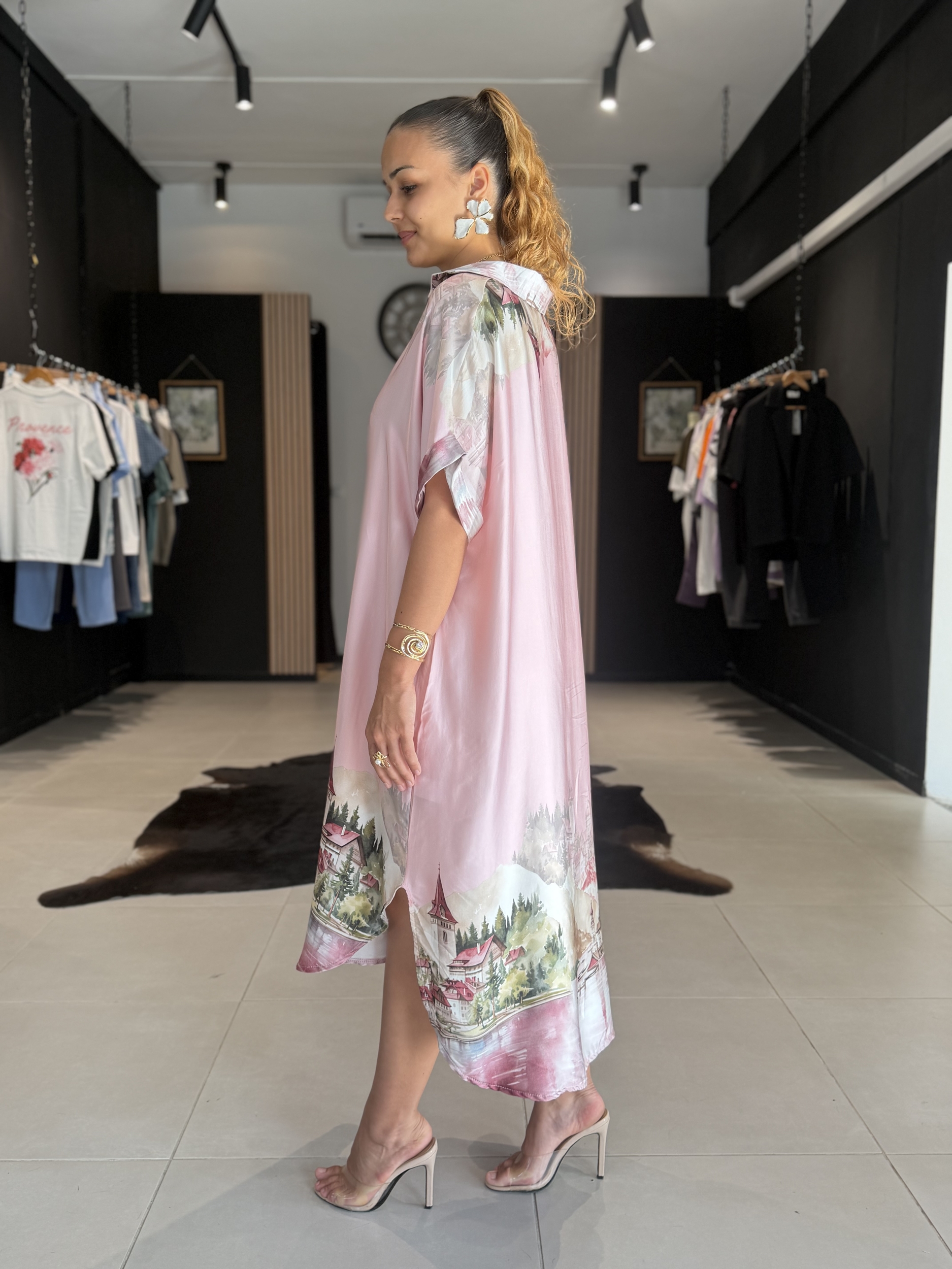 robe paysage rose perle des iles 974 mode femme la reunion grande taille