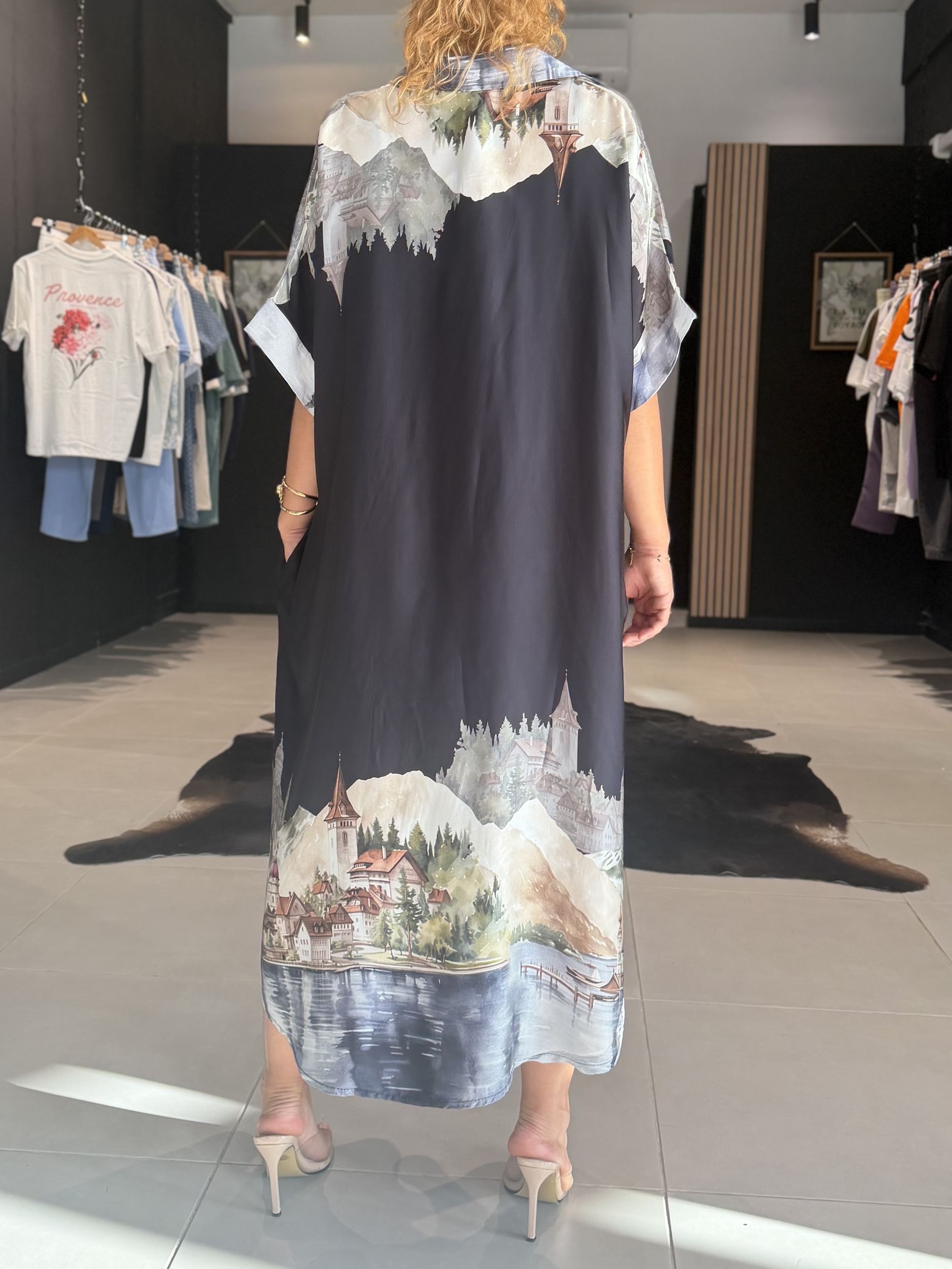 robe paysage Noir perle des iles 974 mode femme la reunion grande taille