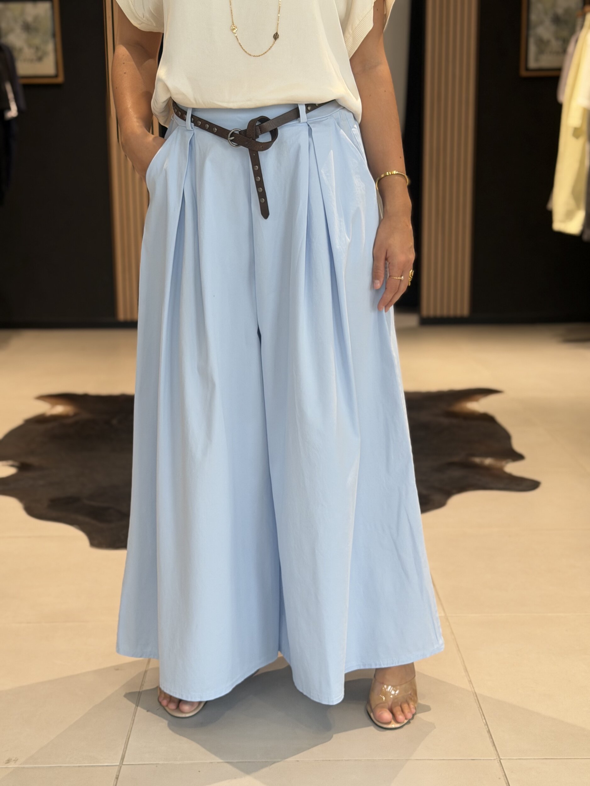 jupe culotte coton bleu ciel perle des iles 974 Mode femme grande taille