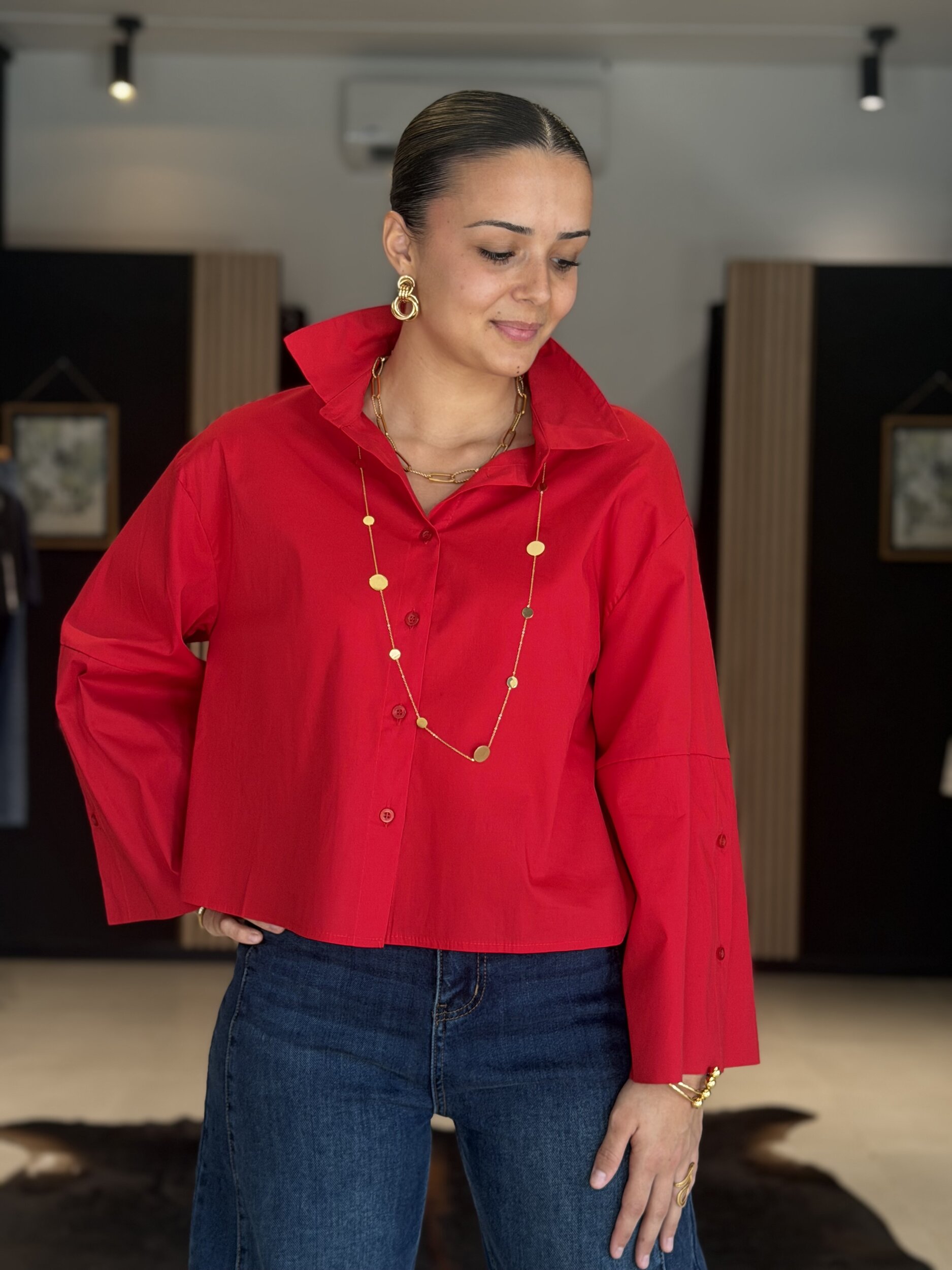 chemise chona rouge perle des iles mode femme 974