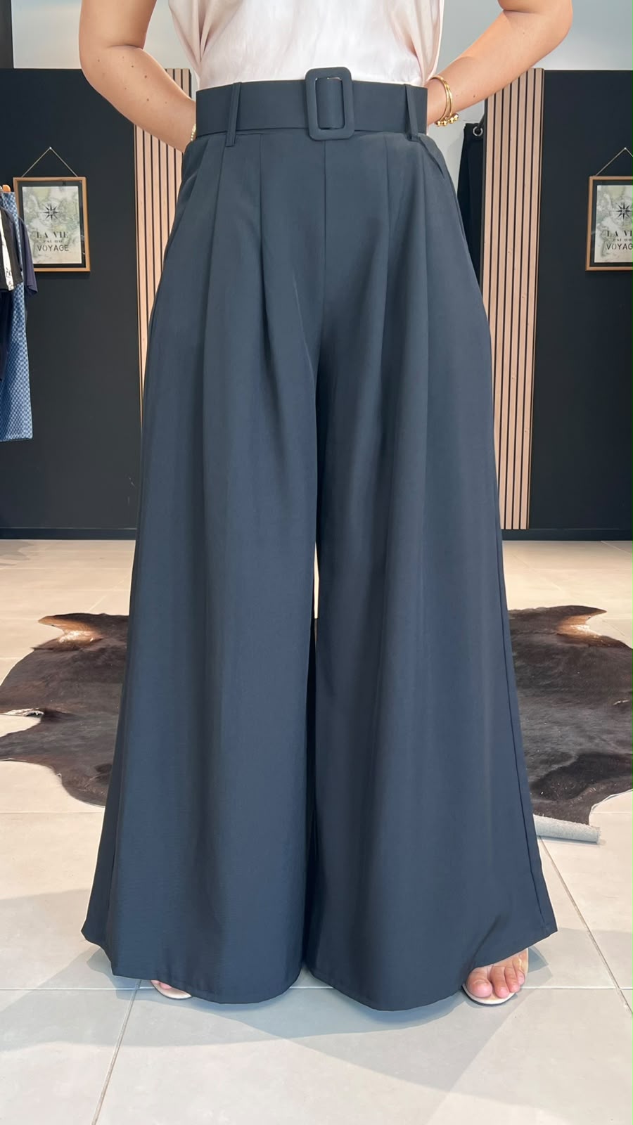 PANTALON OUMY NOIR PERLE DES ILES 974 MODE FEMME