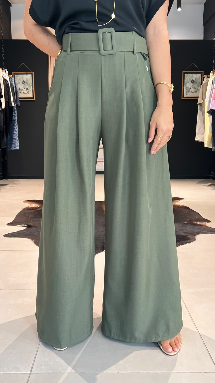 PANTALON OUMY KAKI PERLE DES ILES 974 MODE FEMME