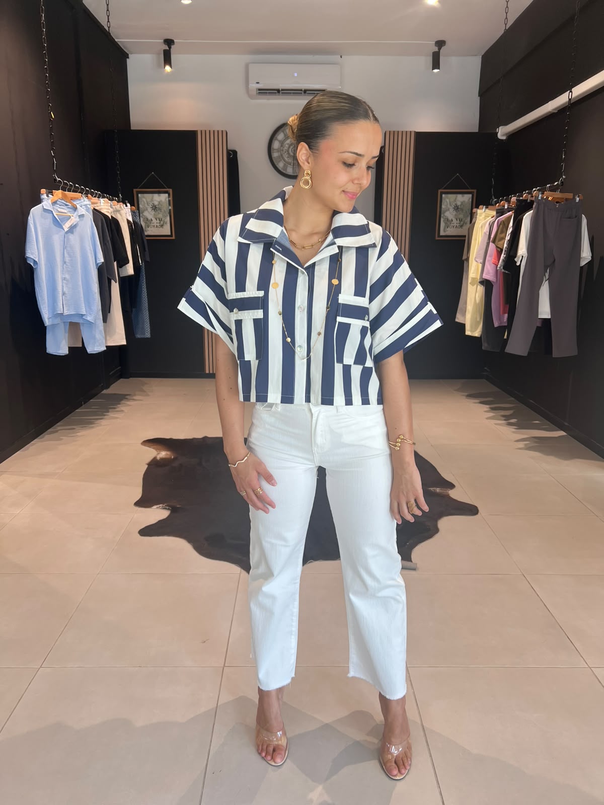JEAN WIDE LEG BLANC PERLE DES ILES 974 MODE FEMME