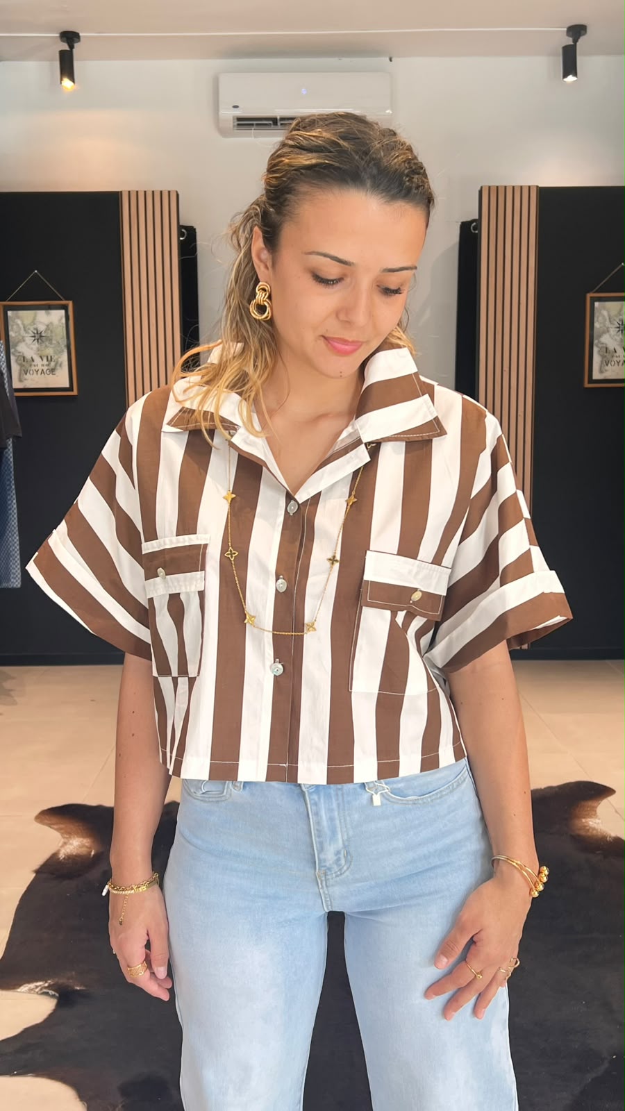 chemise raye marron perle des iles mode femme