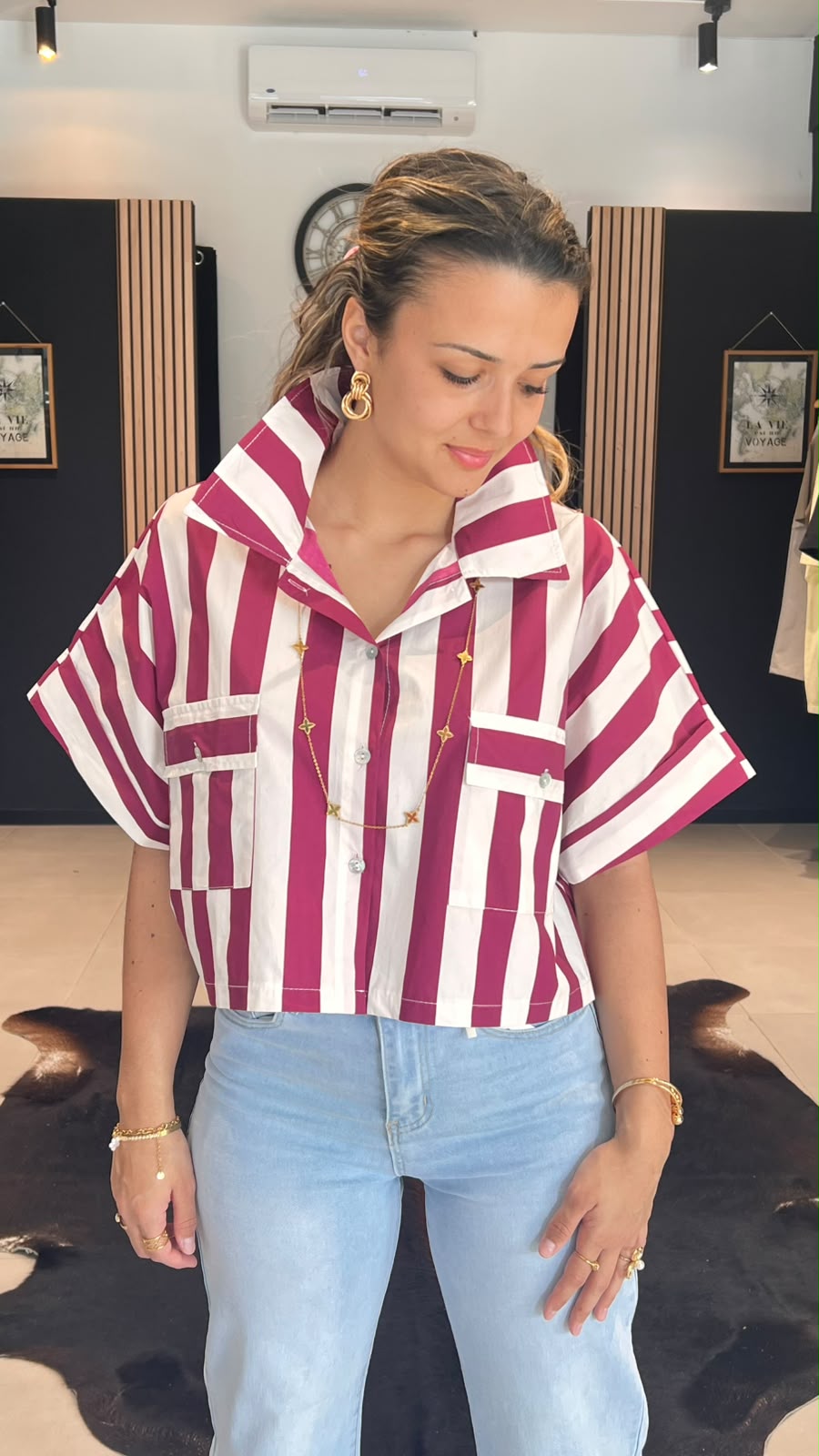chemise raye marron perle des iles mode femme