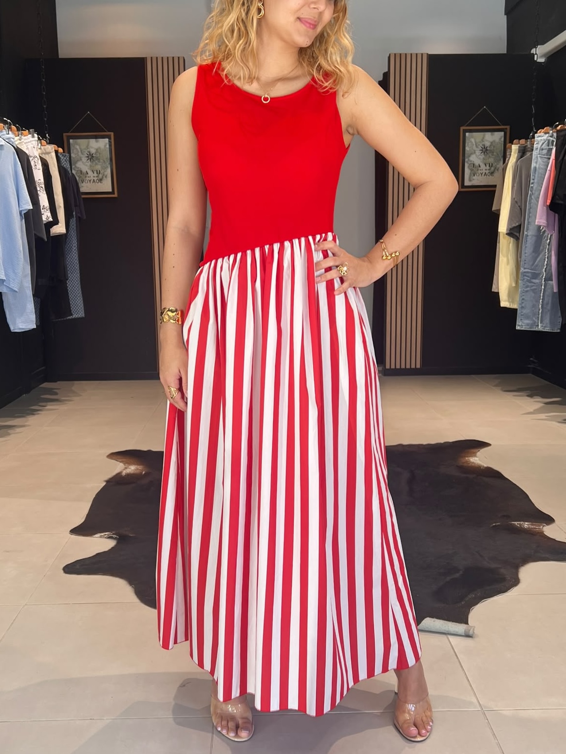 robe laura perle des iles mode femme raye rouge