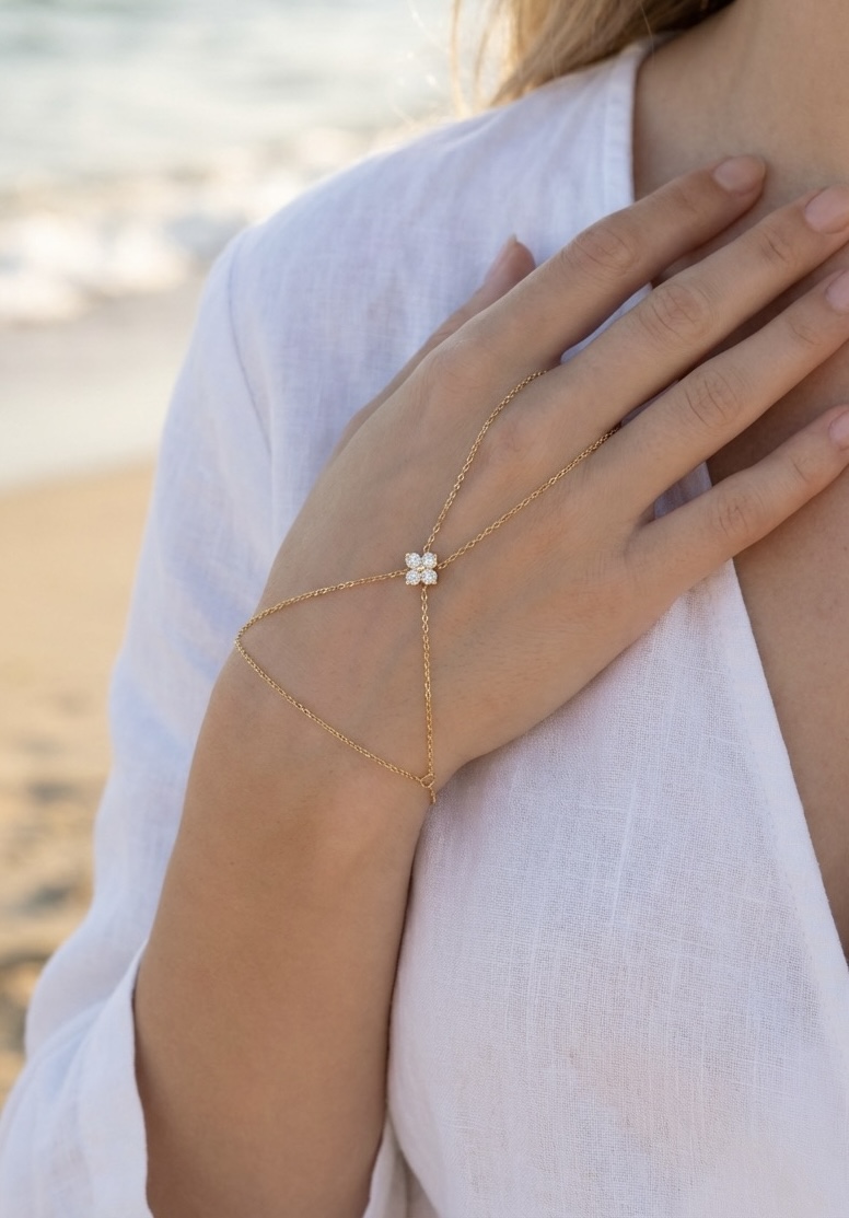 chaine bracelet de main acier inoxydable perle des iles 974 mode femme