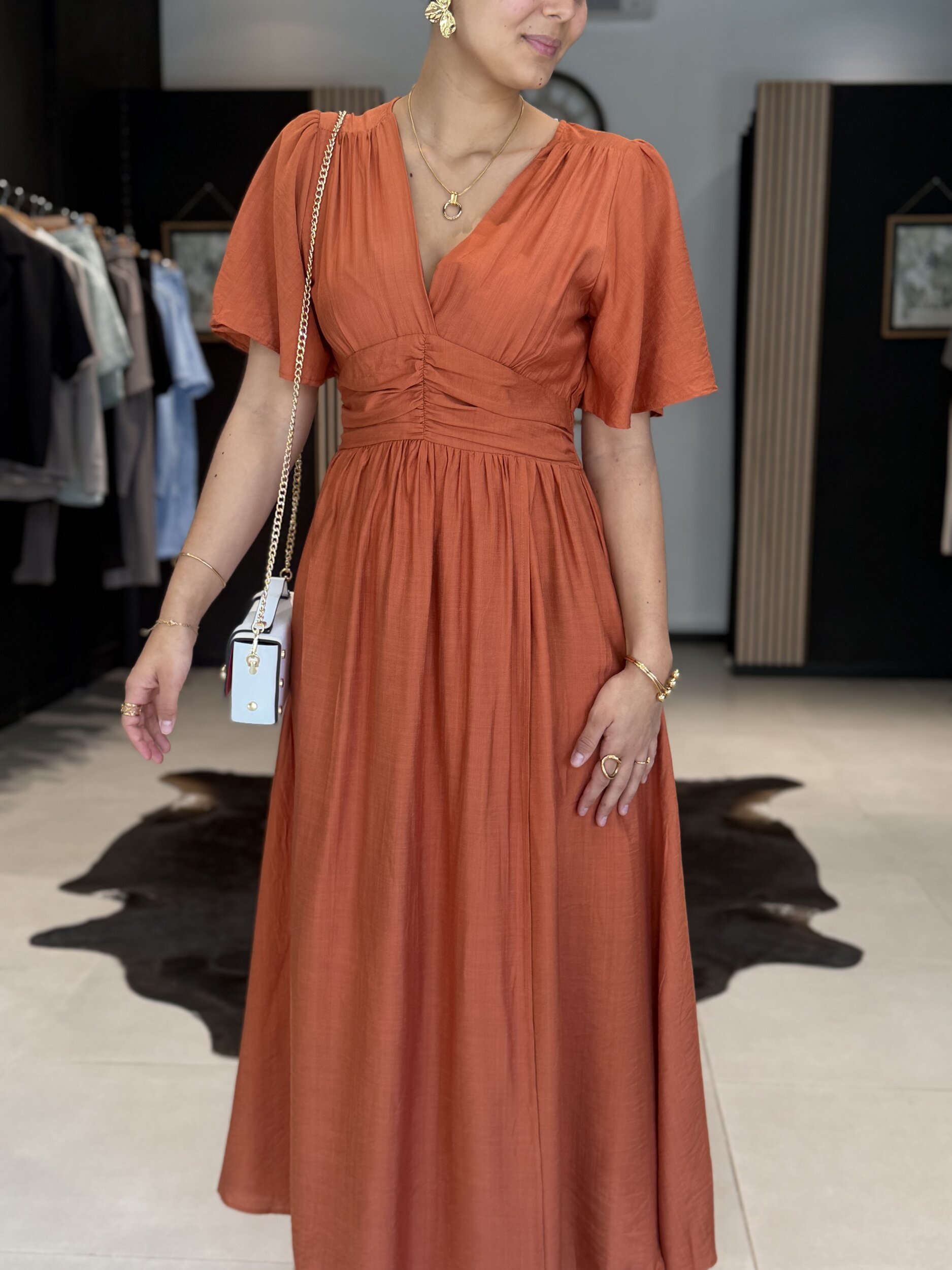 ROBE ALBA TERRACOTTA PERLE DES ILES 974 MODE FEMME