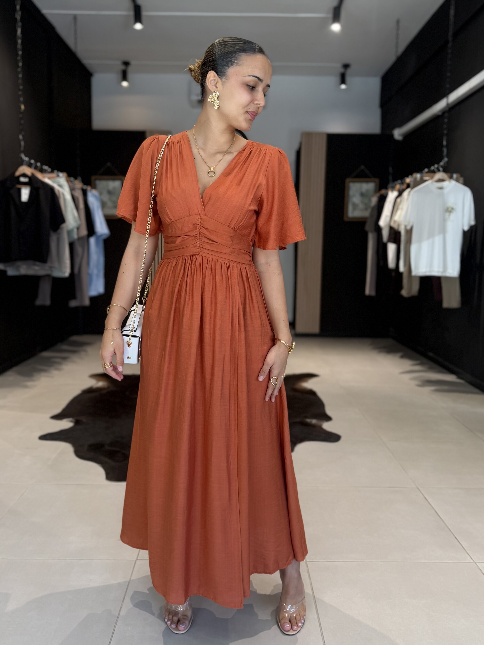 ROBE ALBA TERRACOTTA PERLE DES ILES 974 MODE FEMME
