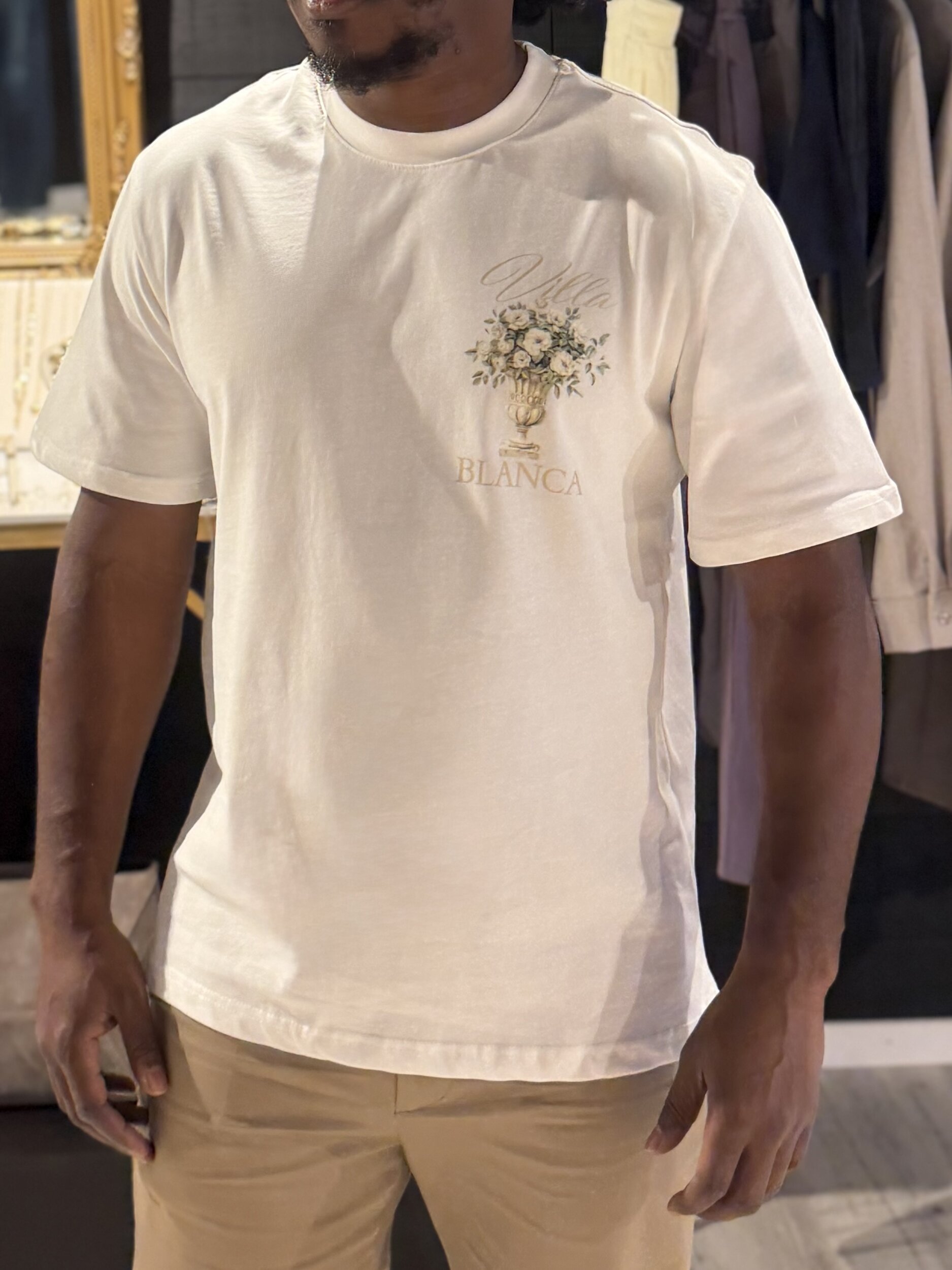 T-shirt homme BIANCA blanc avec motif floral – Perle des Îles La Réunion