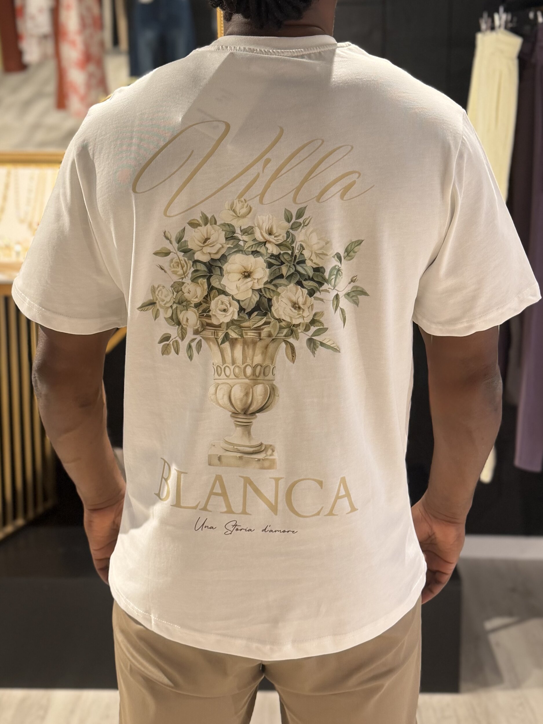 T-shirt homme BIANCA blanc avec motif floral – Perle des Îles La Réunion