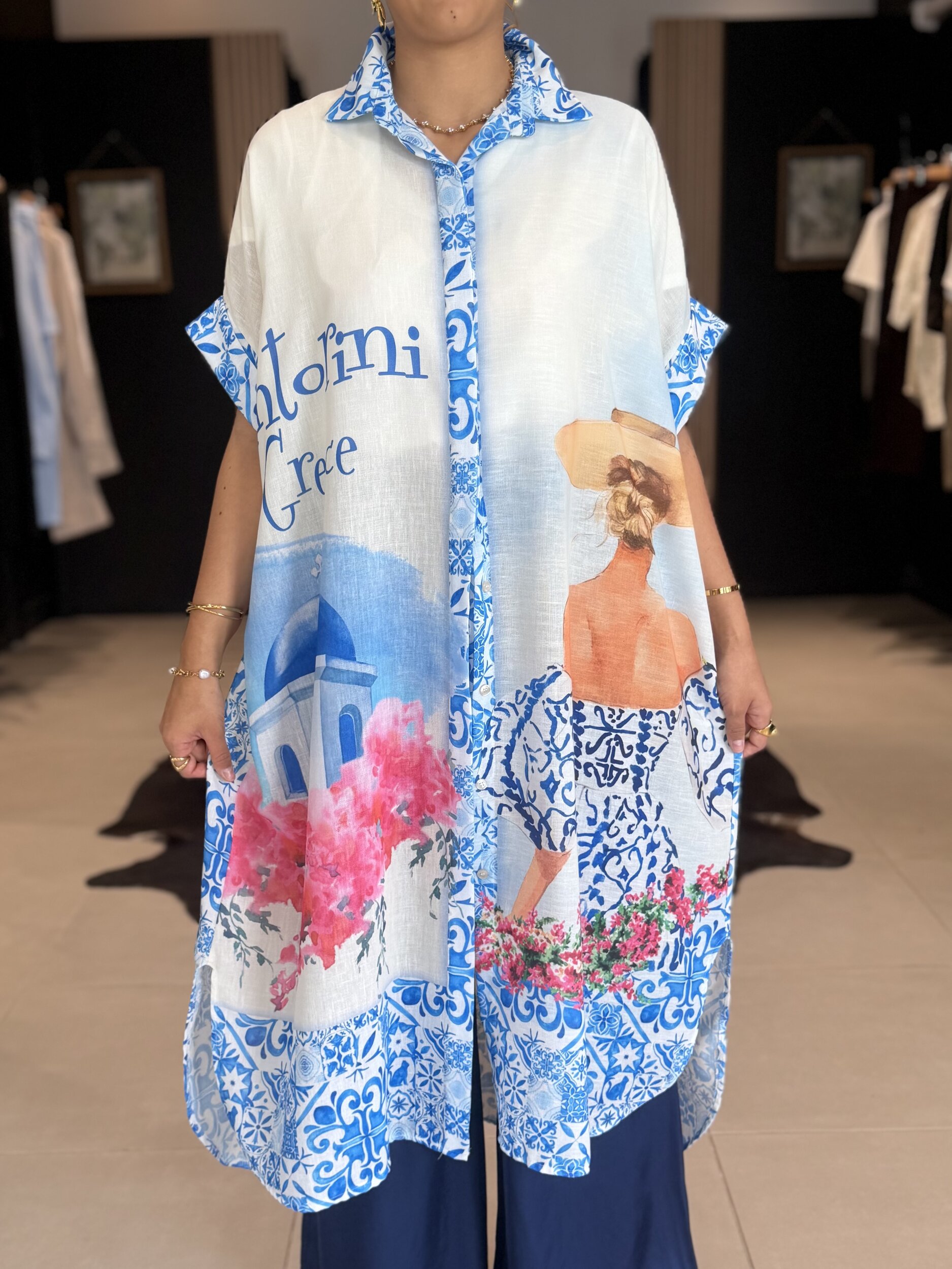 Chemise longue femme SANTORINI PERLE DES ILES 974
