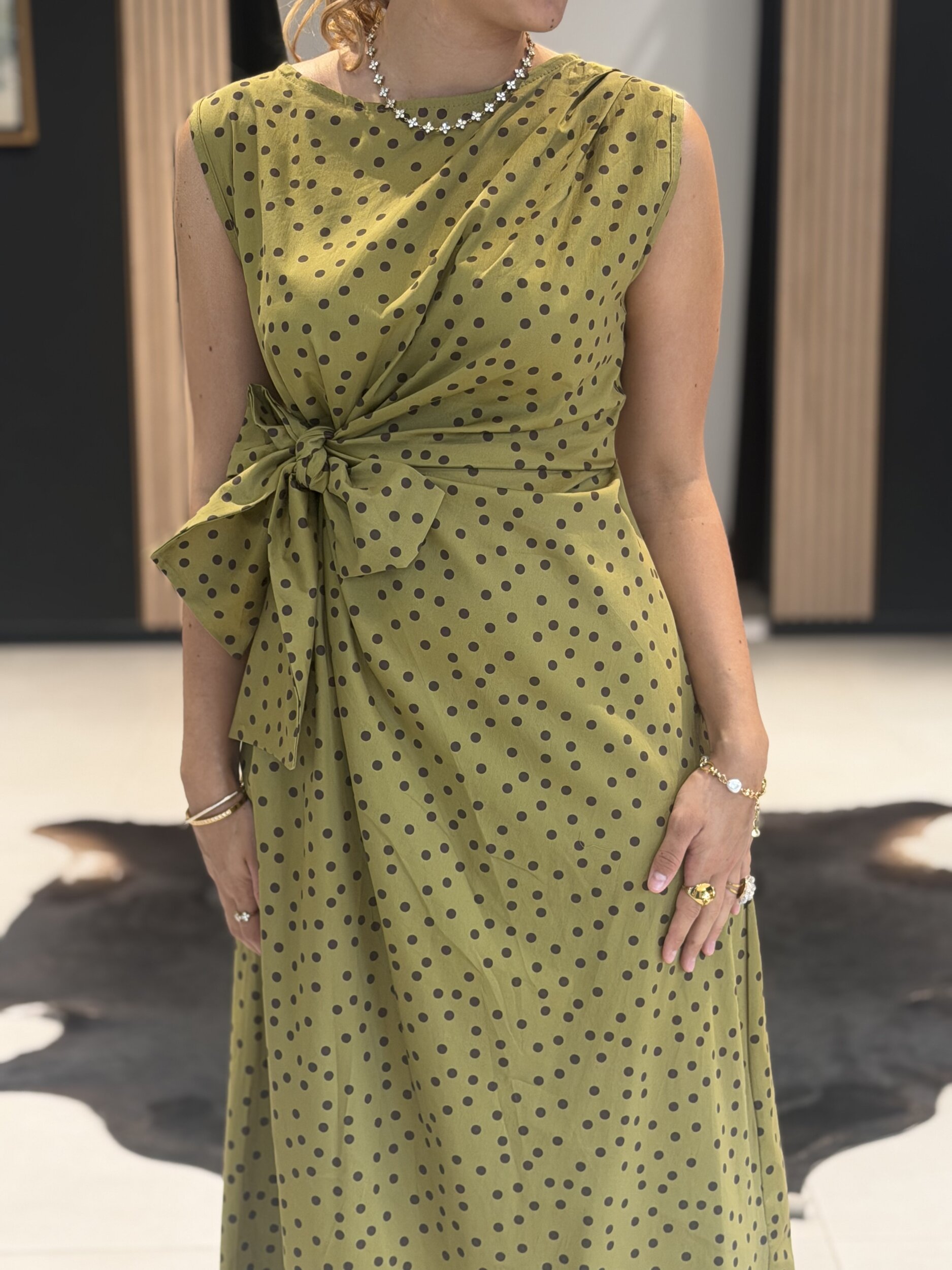 Robe longue femme vert à pois blancs perle des iles 974