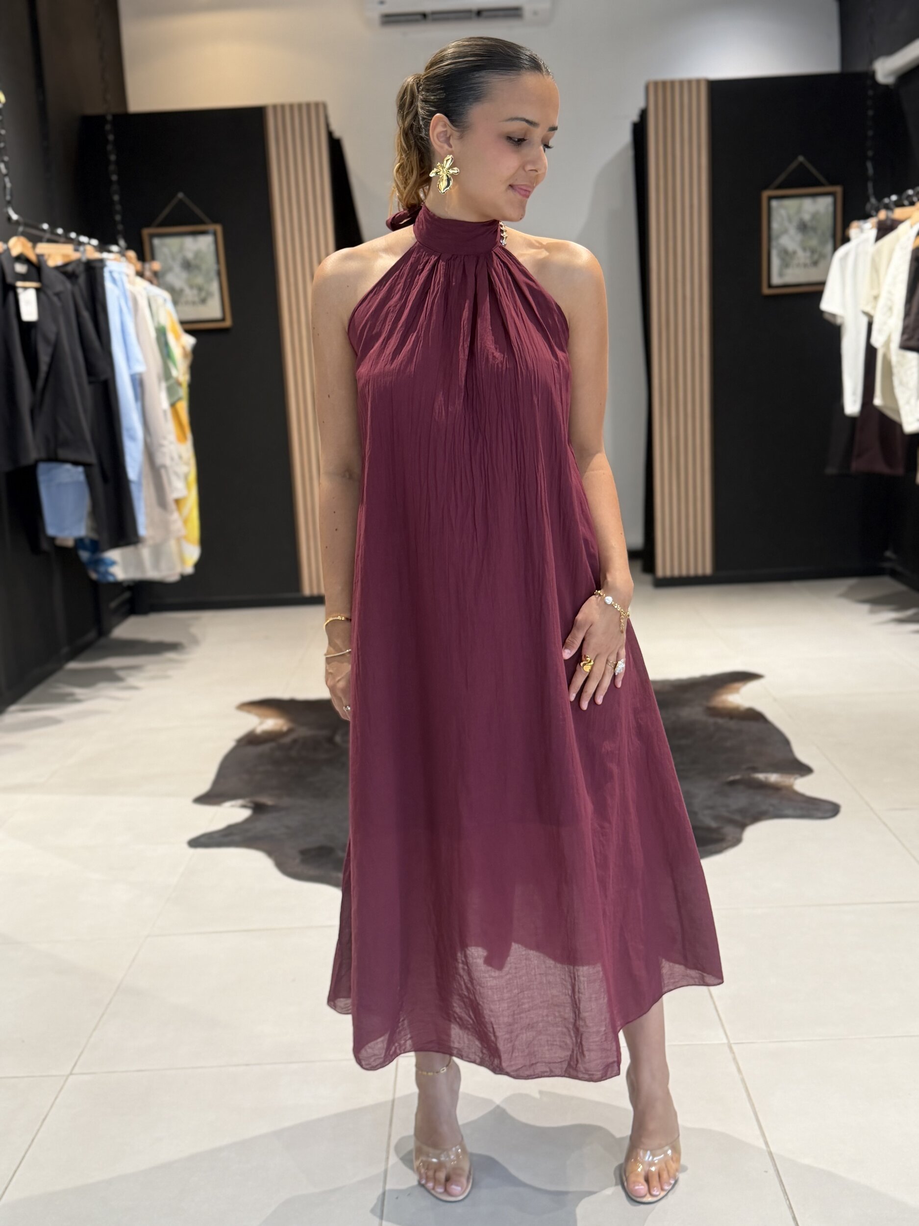 Robe CARLA bordeaux - Perle des Îles