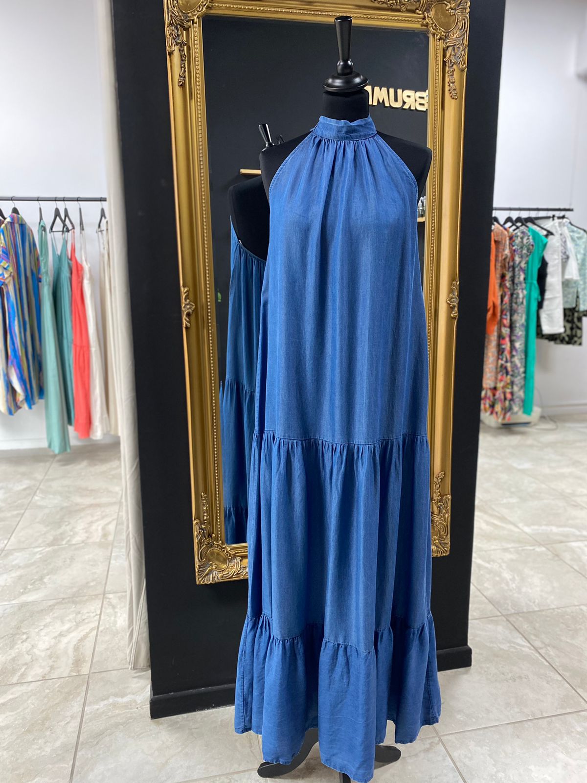 robe jean dos nus perle des iles 974 cecile wang coton a motifs