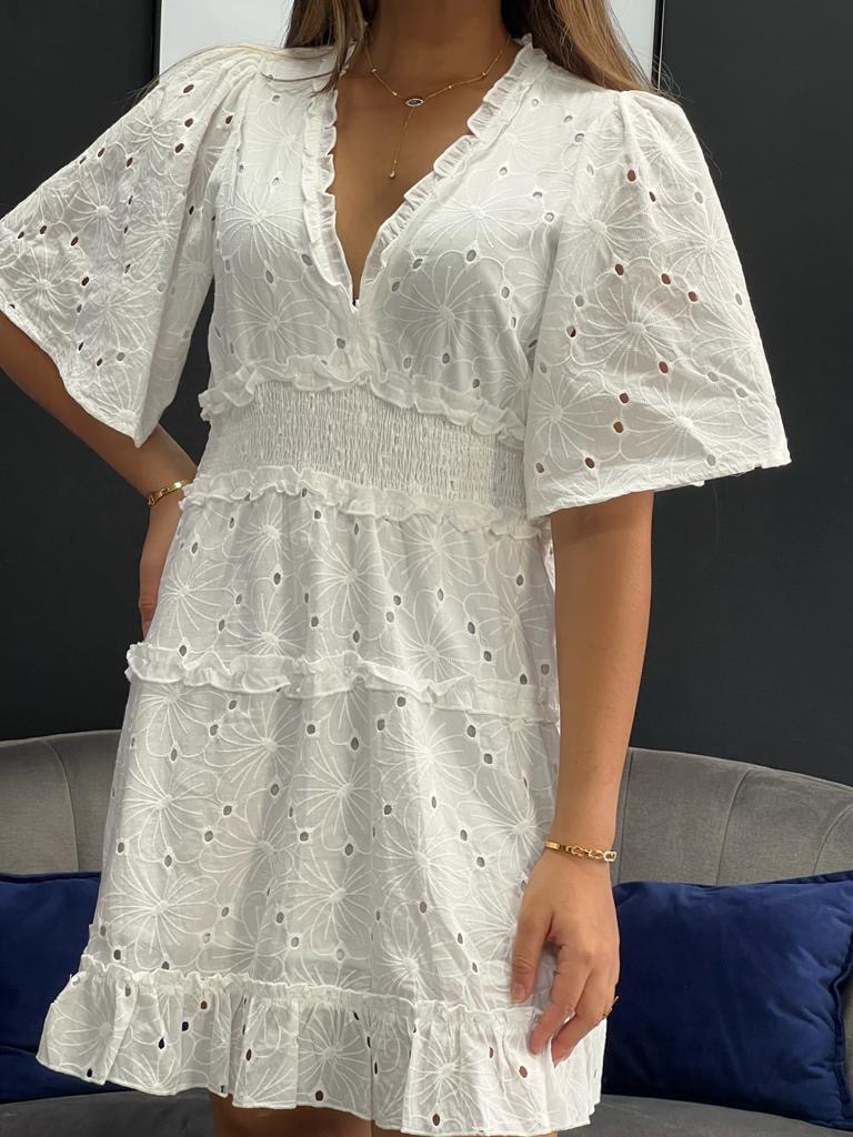 Robe LILIA blanche perle des iles 100% coton parfumerie mode femme