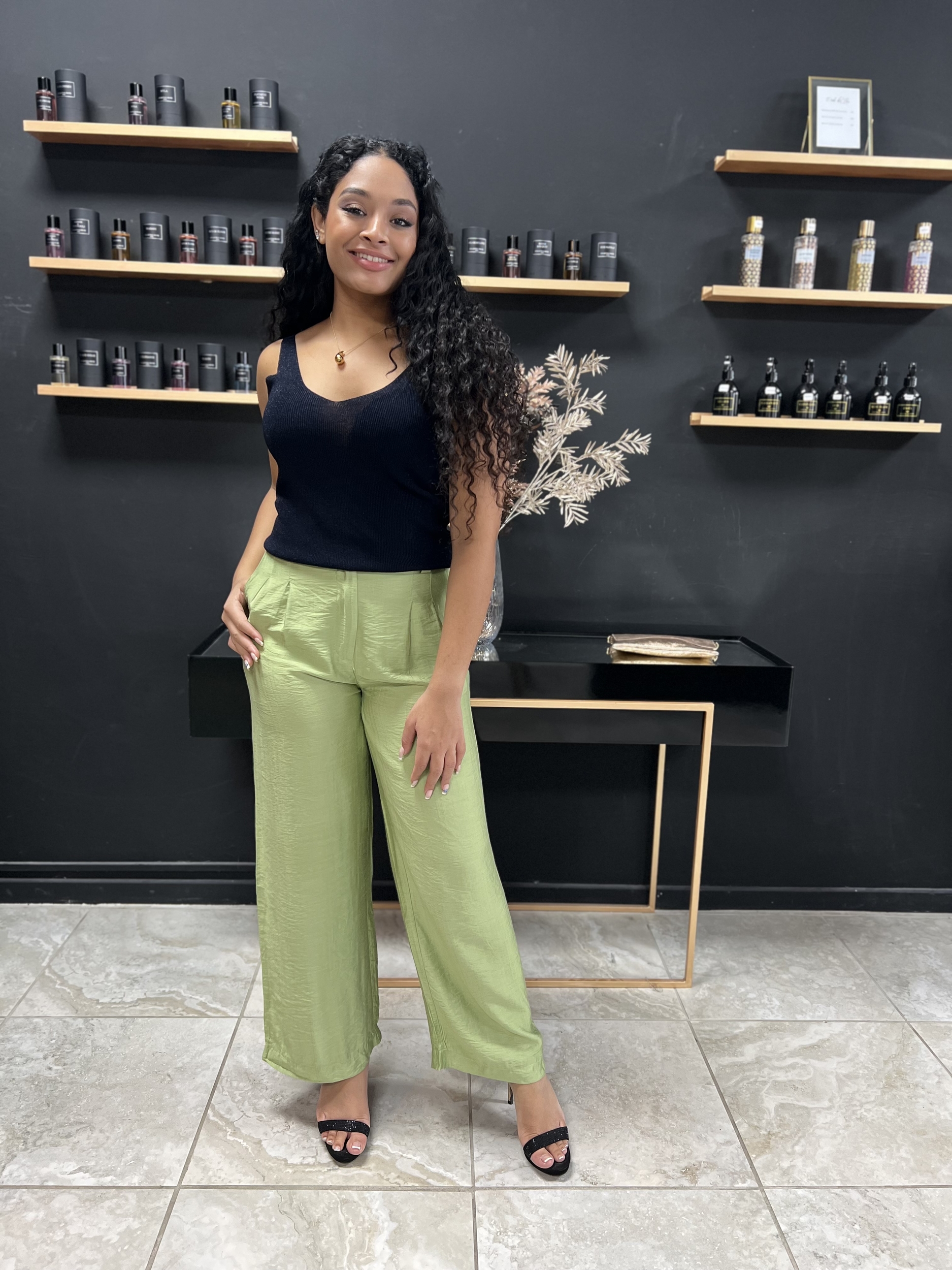 Style Pantalon Ample Femme Large Look Pantalon Vert Look