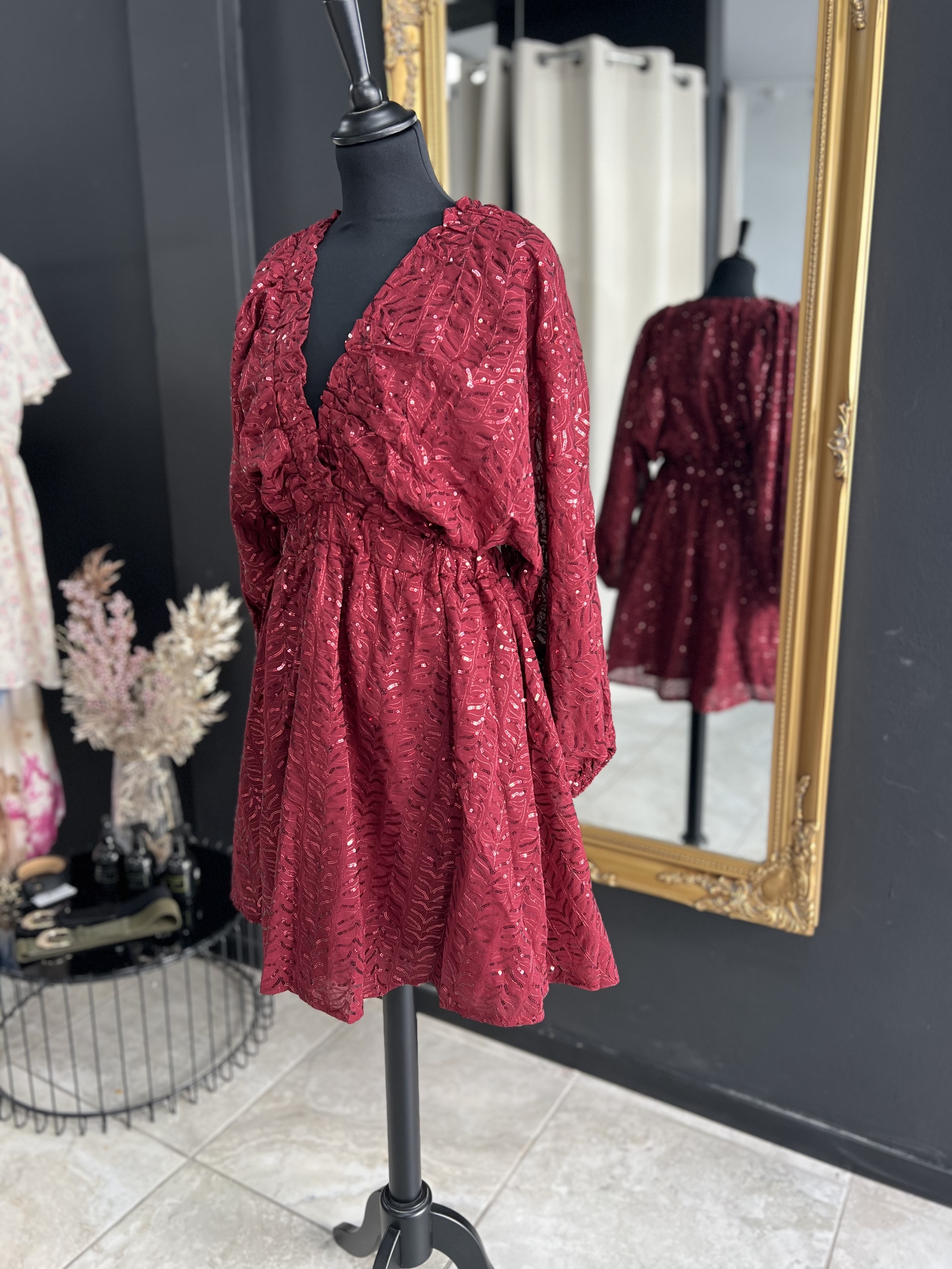 wendy bordeaux sequin perle des iles 974 la reunion mode femme