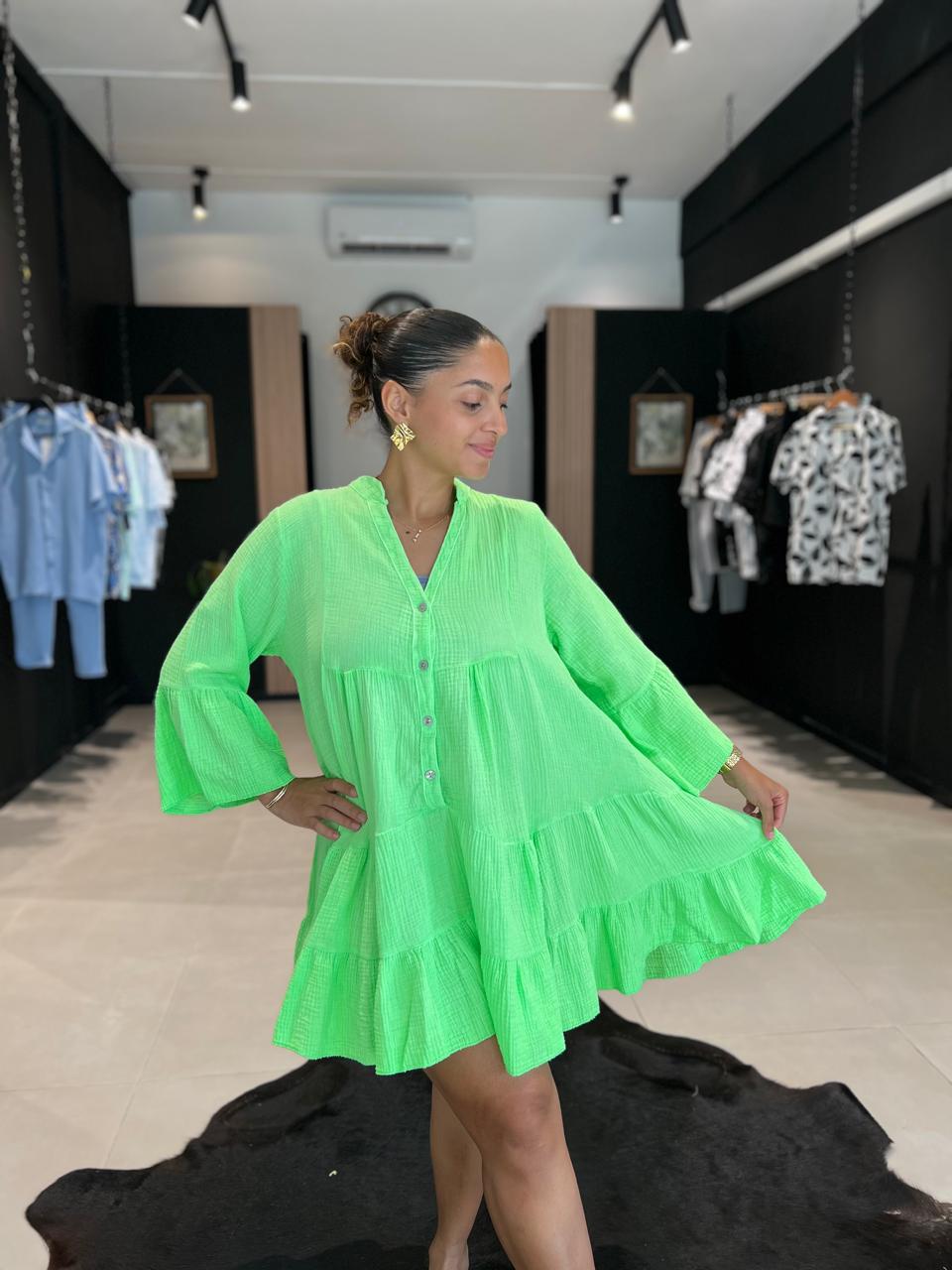 robe SUNNY fluo vert made in italie  perle des iles 974 mode femme homme parfumerie bar a parfum saint pierre la reunion