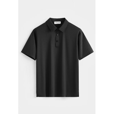 Polo ADAME homme noir à manches courtes avec col et fermeture boutonnée perle des iles 974