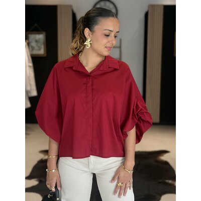 Chemise femme fluide rouge MELANIE à manches 3/4 – Perle des Îles