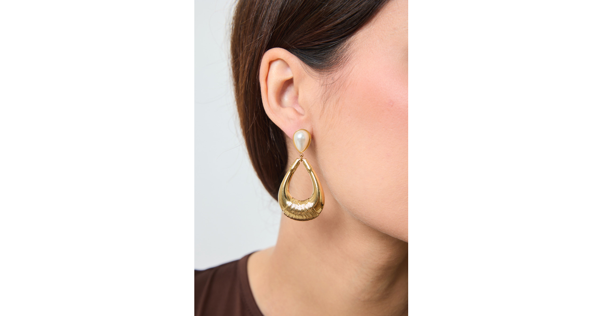 Boucles D'oreilles & Collier Perles Acier Doré – Bijoux Français Neufs Avec étiquettes – Tres.Or