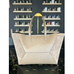 Sac cabas beige et taupe en cuir et daim
