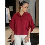 Chemise femme fluide rouge MELANIE à manches 3/4 – Perle des Îles
