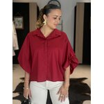 Chemise femme fluide rouge MELANIE à manches 3/4 – Perle des Îles