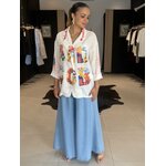 Jean femme INES bleu clair à coupe wide leg très large perle des iles 974