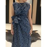 Robe longue femme bleu marine à pois blancs perle des iles 974