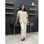 chemise blouse ANGELE blanche doré mariage bapteme fete ceremonie perle des iles 974 mode femme grande taille