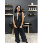 Veste Blazer noir doré mariage bapteme fete ceremonie perle des iles 974 mode femme grande taille