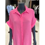 chemise joya fluo rose gaze de coton fabriqué en italie perle des iles 974 mode femme grande taille la reunion pret porter femme